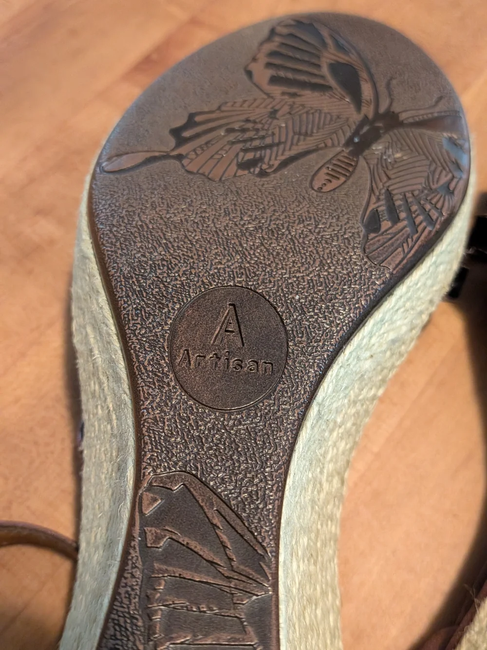 Clarks Artisan Collection Women’s Leather Espadrille Wedge Sandals Brown Black 9
